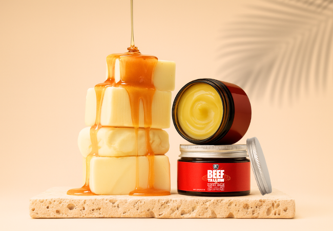 Beef Tallow Face & Body Moisturizer – Grass-Fed, Honey & Citrus, 4.23 oz